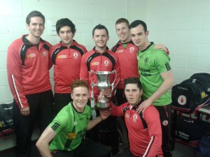 Past pupils of Omagh CBS with the winning Tyrone team (above) are (from left to right): Des Maginness (Goalkeeping Coach), Ruairi Kelly, Daire Kavanagh, Sean Fox, Caolan Harvey, Conor Meyler, Cillian McCann
